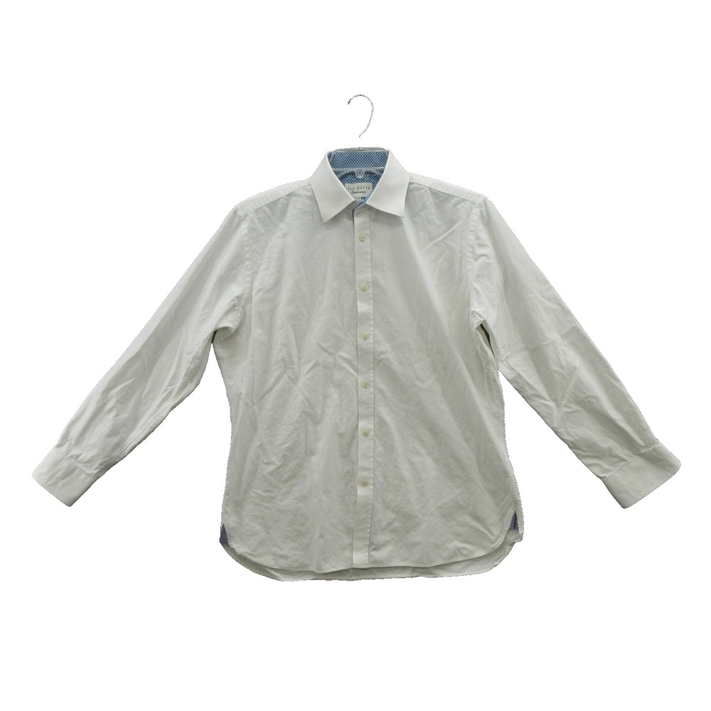 Ted Baker Men's Button Up Shirt Size 16.5 White 100% Cotton Long Sleeve Collared